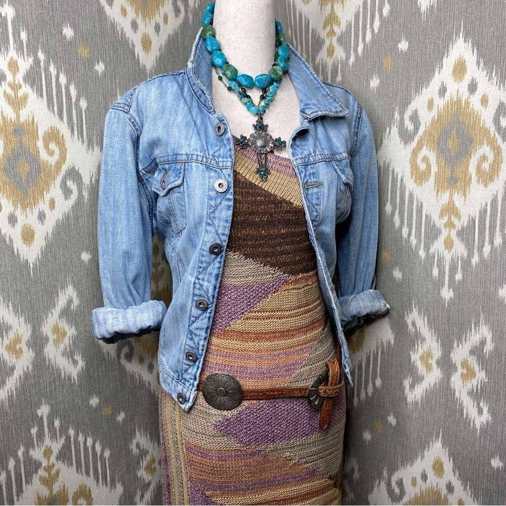 Ralph Lauren Pastel Painted Desert Serape One Shoulder Hand-Knit Dress